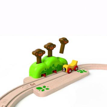 Hape monkey cheap pop up track